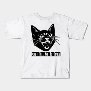 Don't Tell Me To Smile Feminist Cat Kids T-Shirt